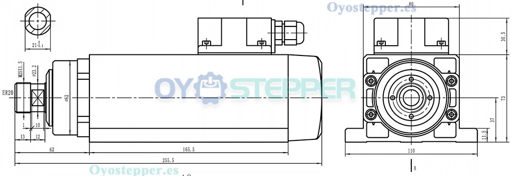 Kit de husillo CNC de 2,2kW ER20 24000rpm 220V/380V refrigerado por aire con VFD